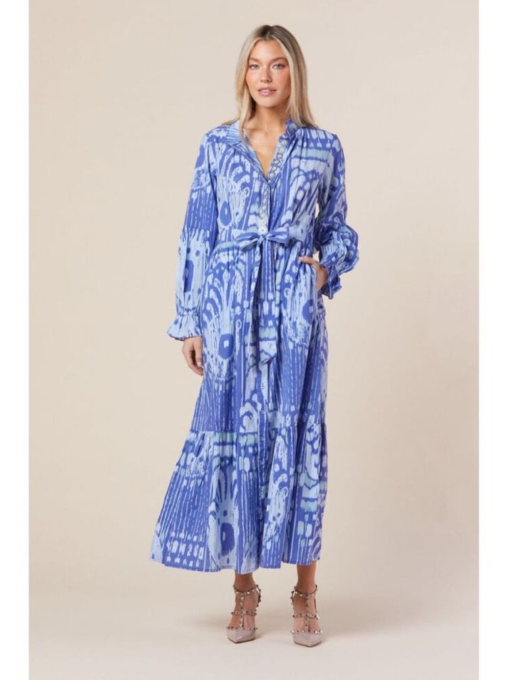 Sheridan French Britt Dress in Blue Moroccan Ikat